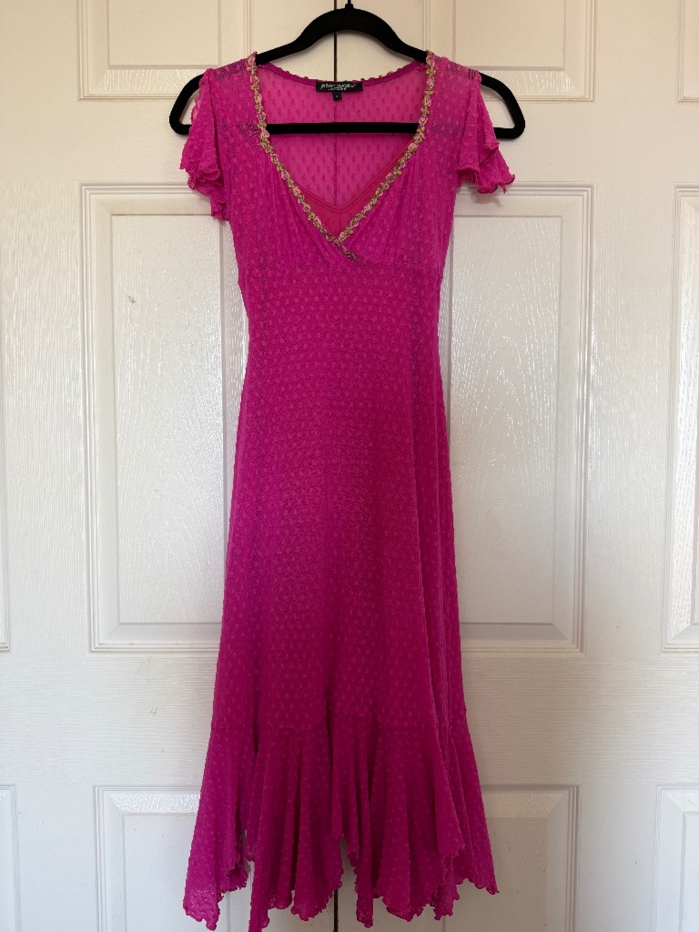 RARE Vintage Betsey Johnson New York 90s Pink Mesh Midi Slip Dress